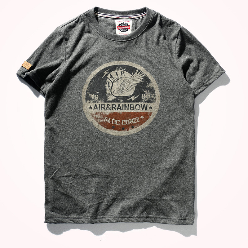 come4buy.com-Памучна измиена стара маичка од лабава брусена ткаенина
