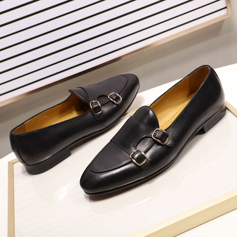 come4buy.com-Men Loafers Kulit Monk Strap Shoes