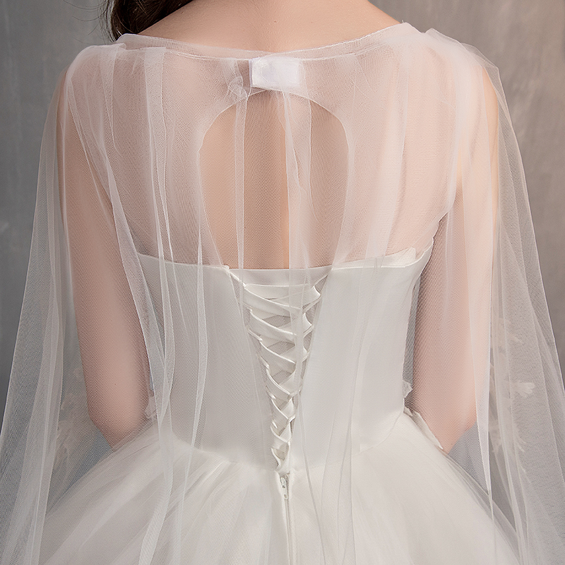come4buy.com-Wedding Dress With Long Cap Lace Princess Bridal Dress