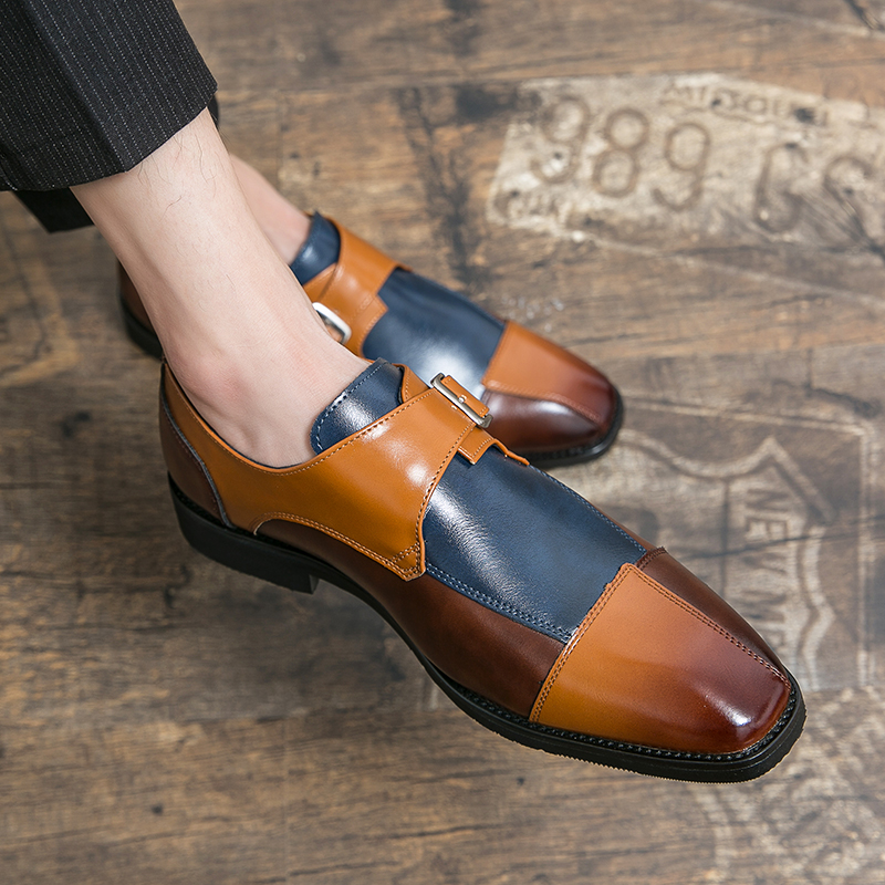 come4buy.com-Pantofi Oxford pentru bărbați, din piele artificială, cu cataramă dublă