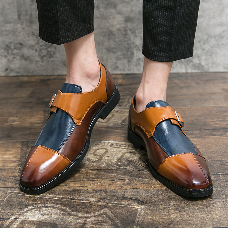 come4buy.com-Oxford Men Shoes Faux Leather Double Buckle