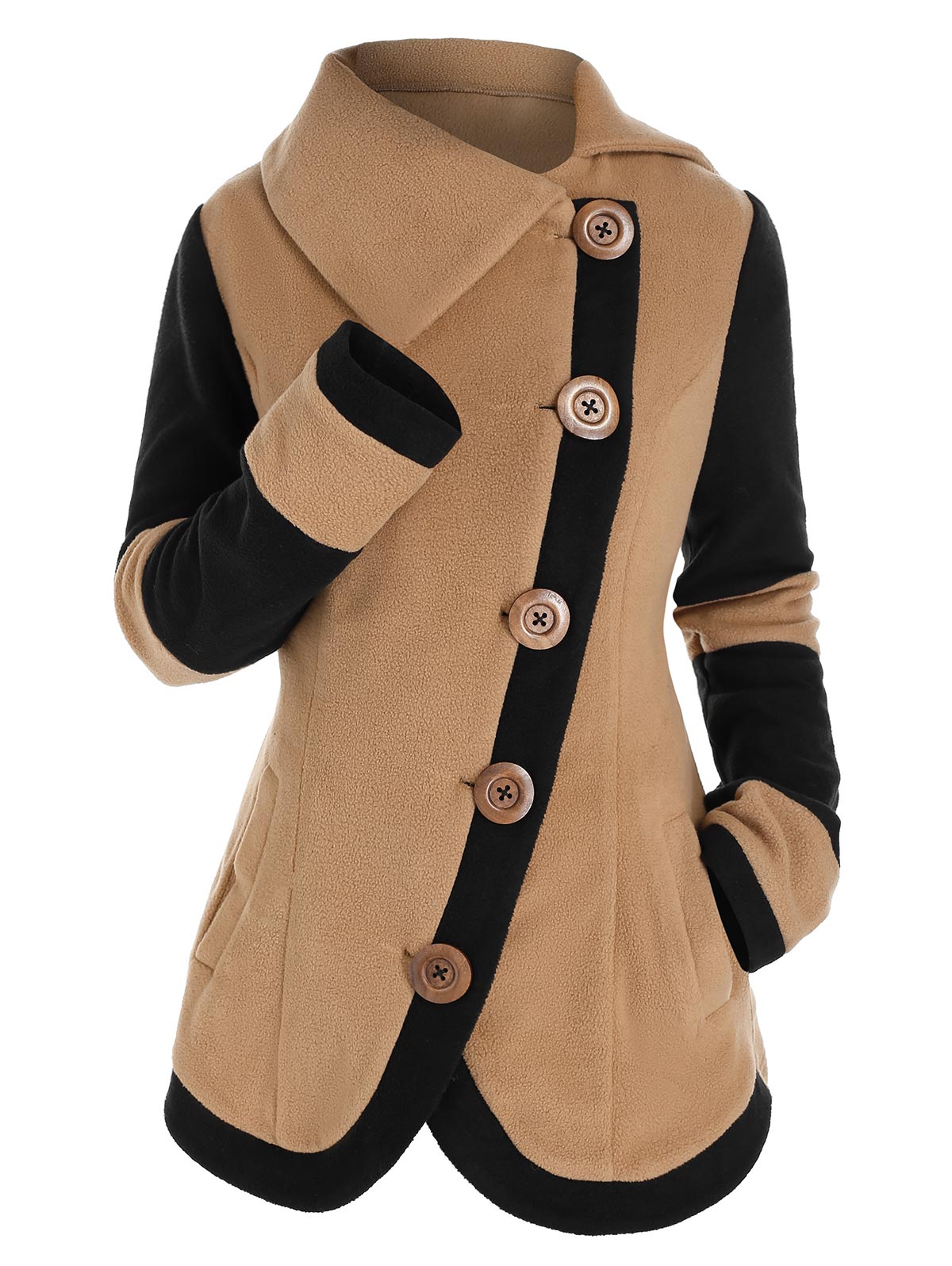 come4buy.com-Fleece куртка Толук жең жылуу пальто