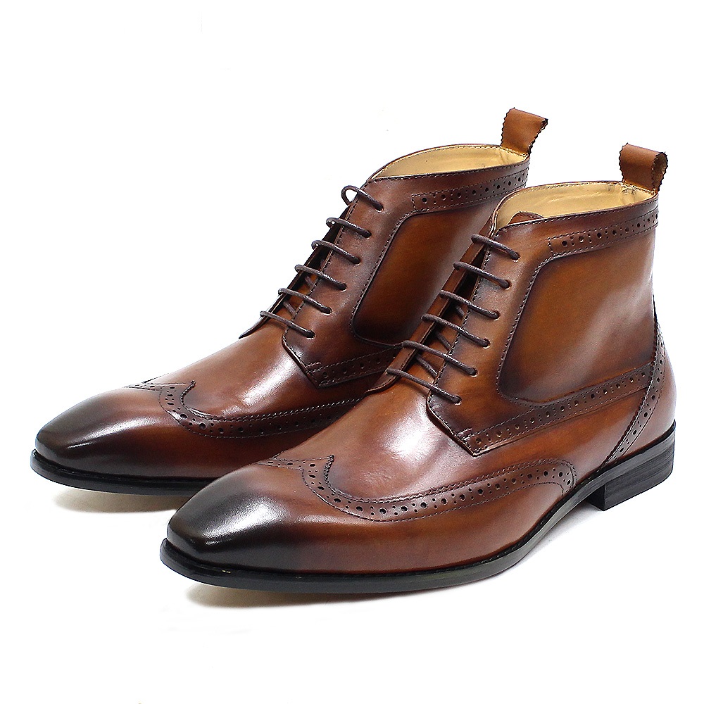 come4buy.com-Classic Calfskin Real Cowhide Leather Men Boot
