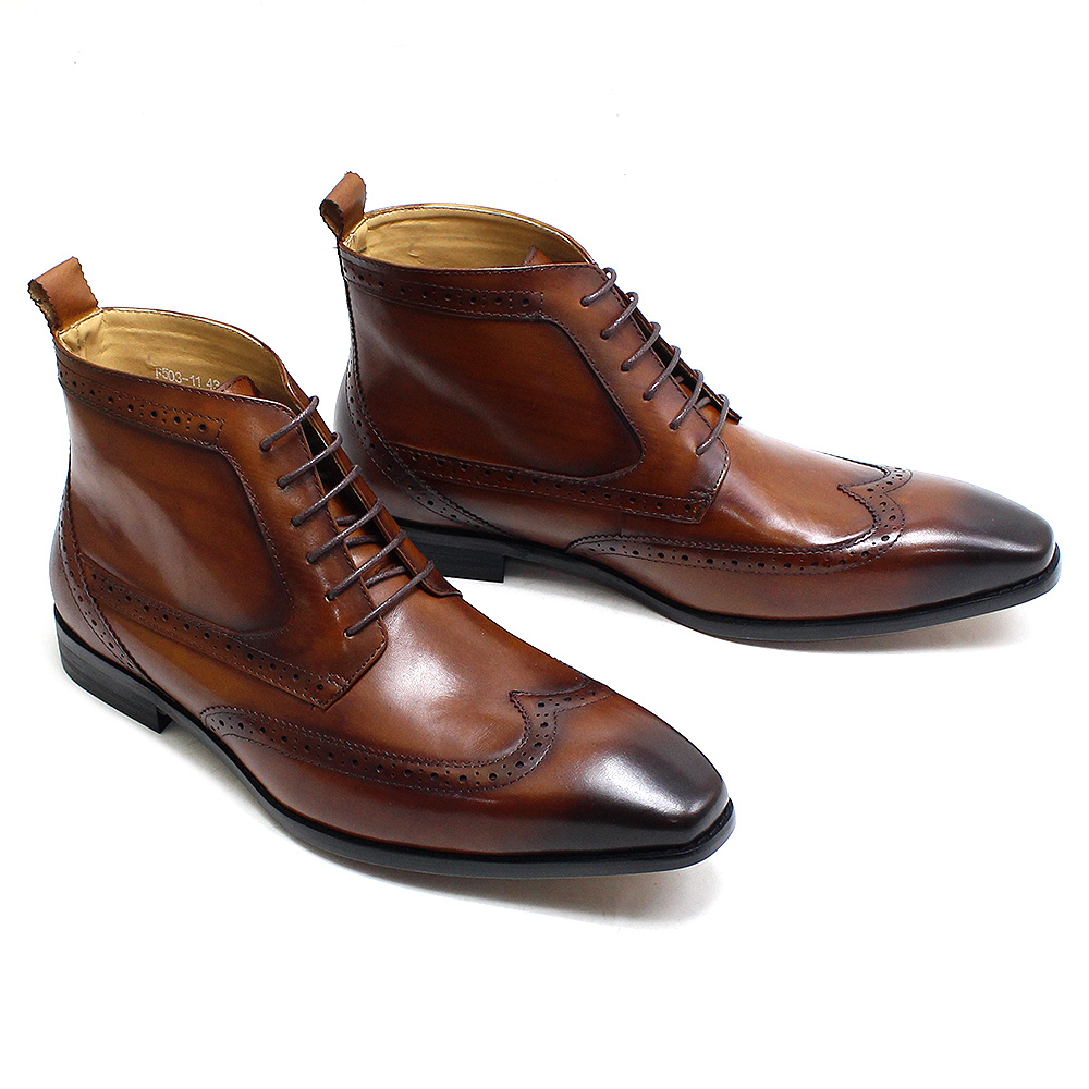come4buy.com-Classic Calfskin Real Cowhide Leather Men Boot