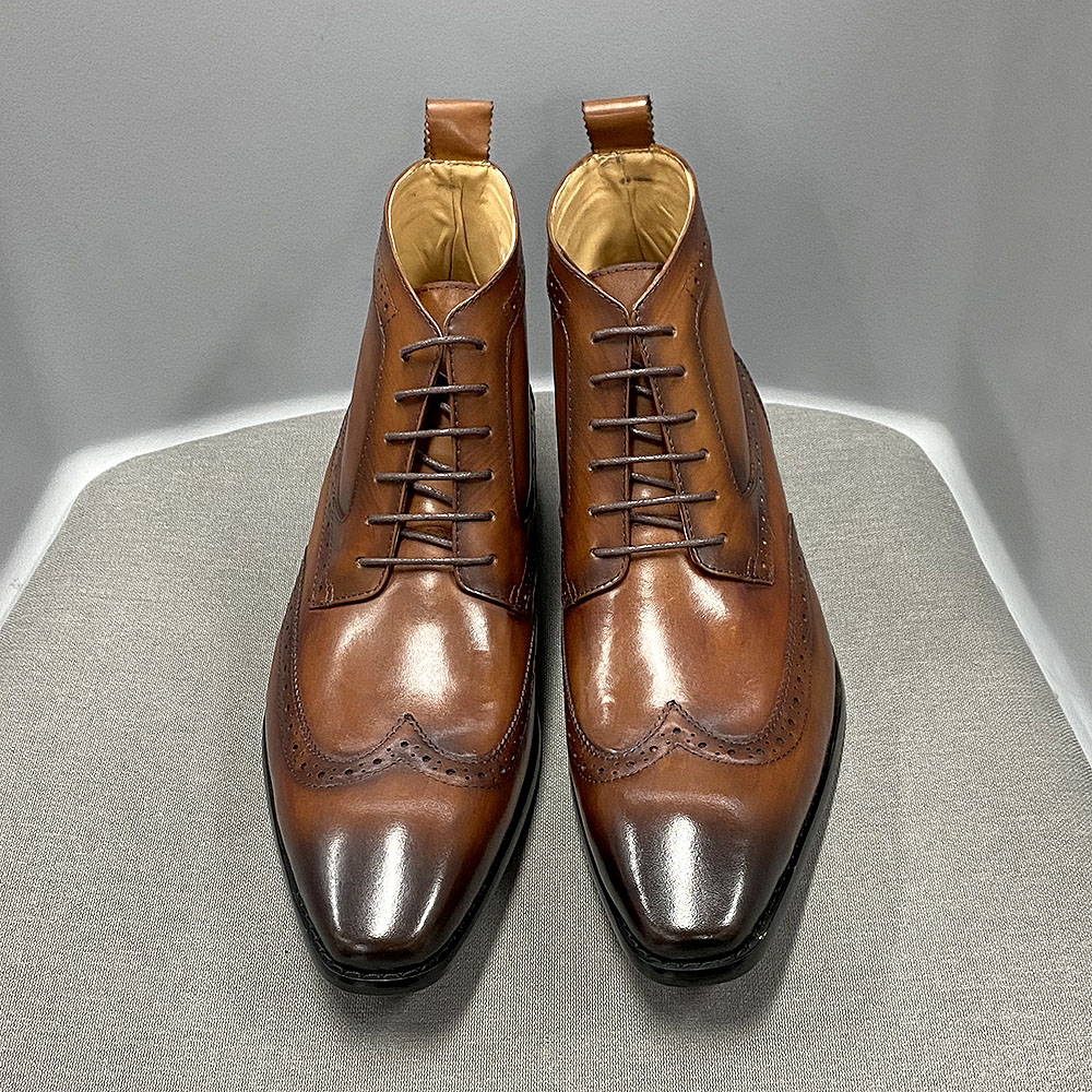 come4buy.com-Classic Calfskin Real Cowhide Leather Men Boot