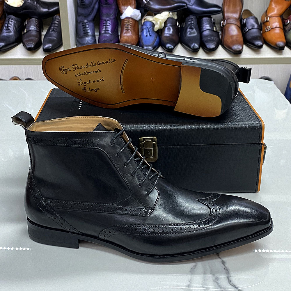 come4buy.com-Classic Calfskin Real Cowhide Leather Men Boot