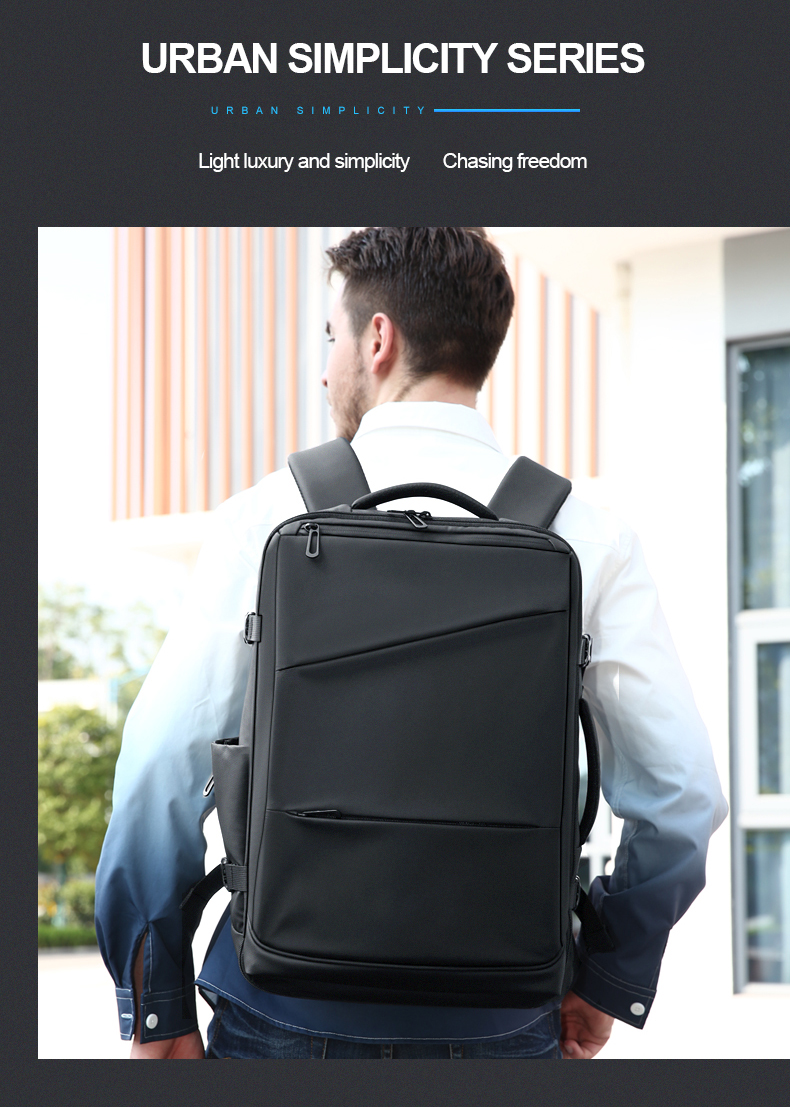 come4buy.com-Чоловічий рюкзак водонепроникний 17-дюймовий ноутбук чорний