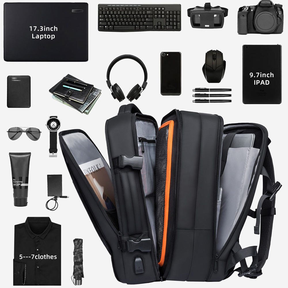 come4buy.com-Expandable Backpack Tas Travel Black Kapasitas Gedhe