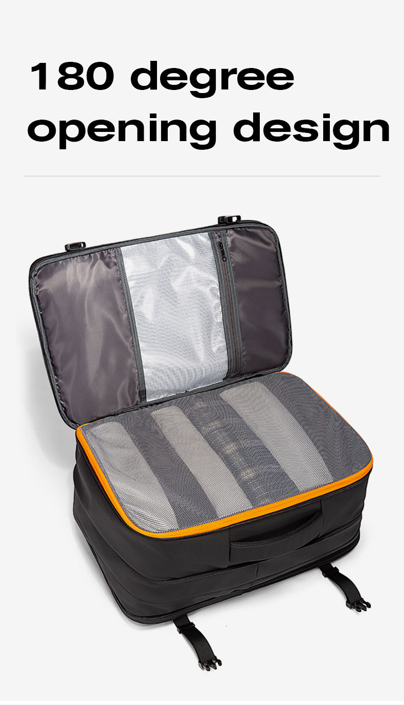 come4buy.com-Επεκτάσιμο σακίδιο πλάτης Επαγγελματική τσάντα ταξιδιού Μαύρη