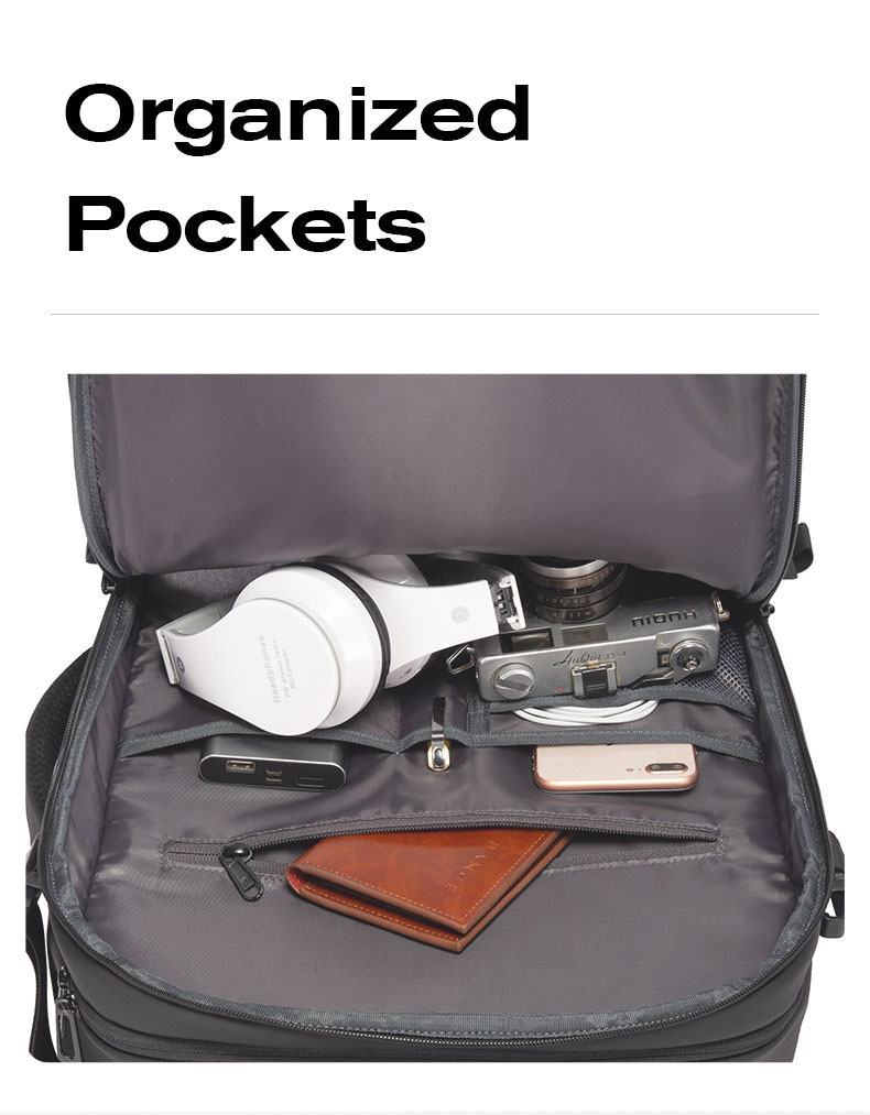 come4buy.com- Expandable Backpack Business Travel Bag အနက်ရောင်