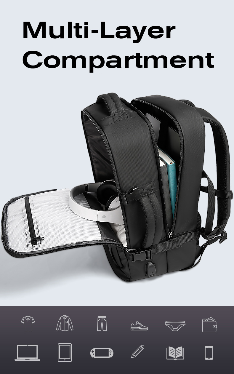 Come4buy.com-Черные рюкзаки для ноутбуков большой вместимости 15.6 дюйма
