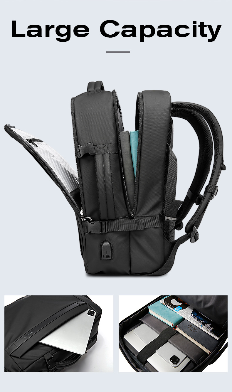 come4buy.com-Black Large Capacity 15.6 Laptop Backpacks