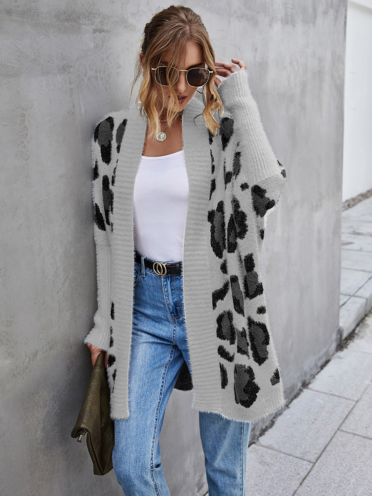 come4buy.com-Fuzzy Leopard Batwing שרוול אוברסייז