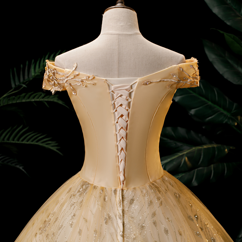 come4buy.com-Vintage Off The Shoulder Ball Prom Dress