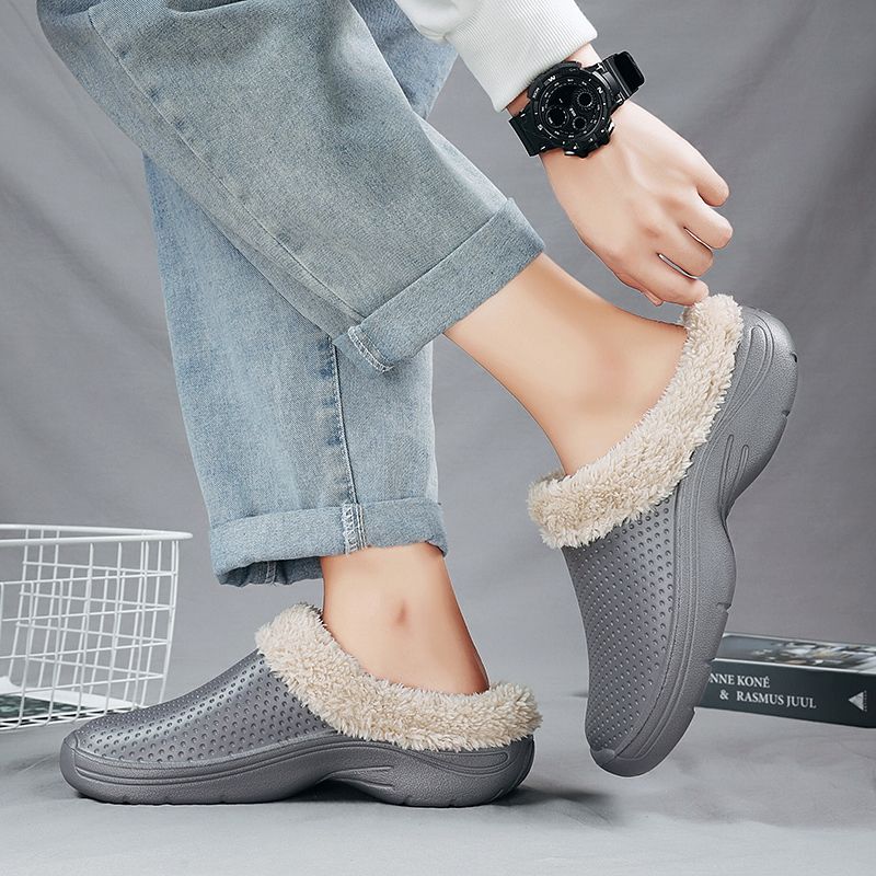 Come4buy.com-Зимние мужские повседневные туфли из хлопка с мехом, тапочки