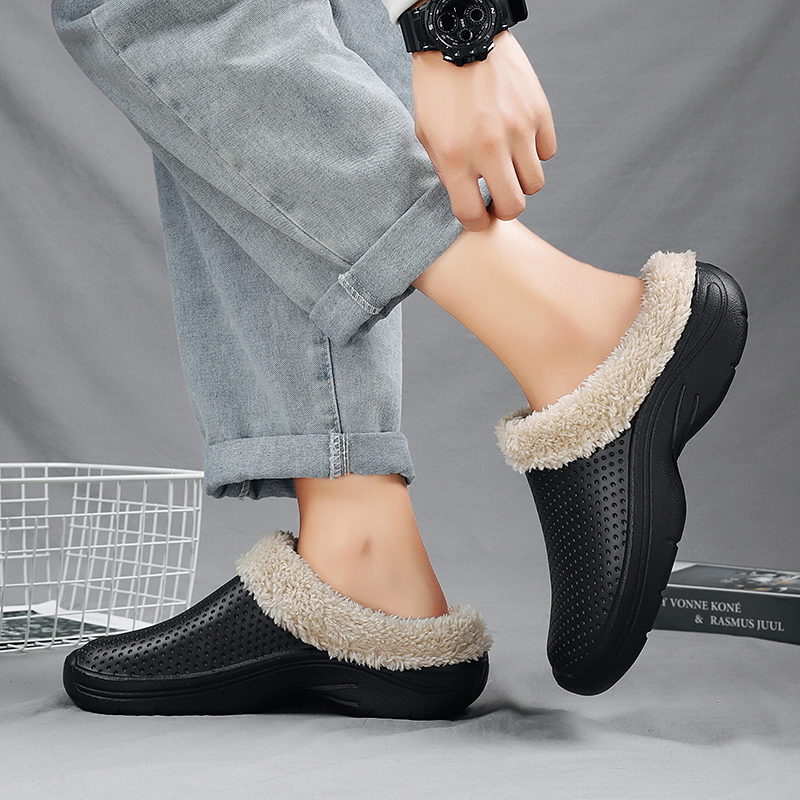 come4buy.com-Winter Barbati Pantofi casual din bumbac cu papuci de blana