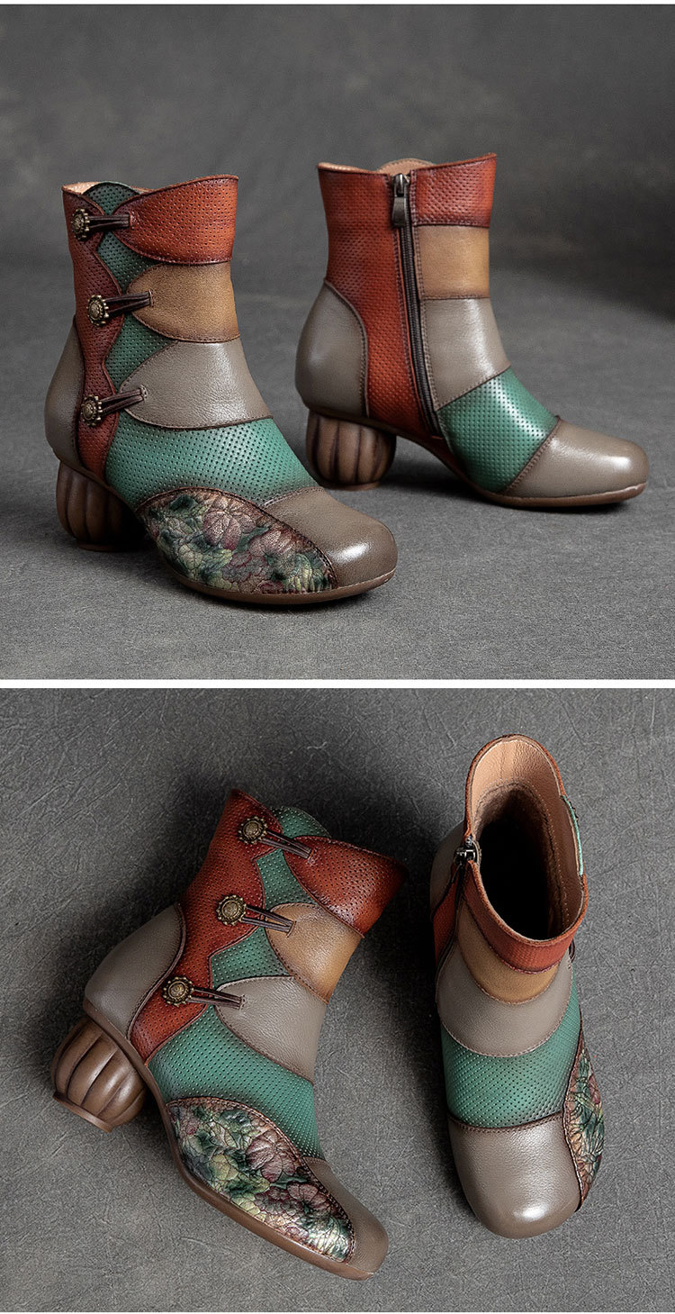 come4buy.com-Mixed Colors Genuine Leather Women Boots