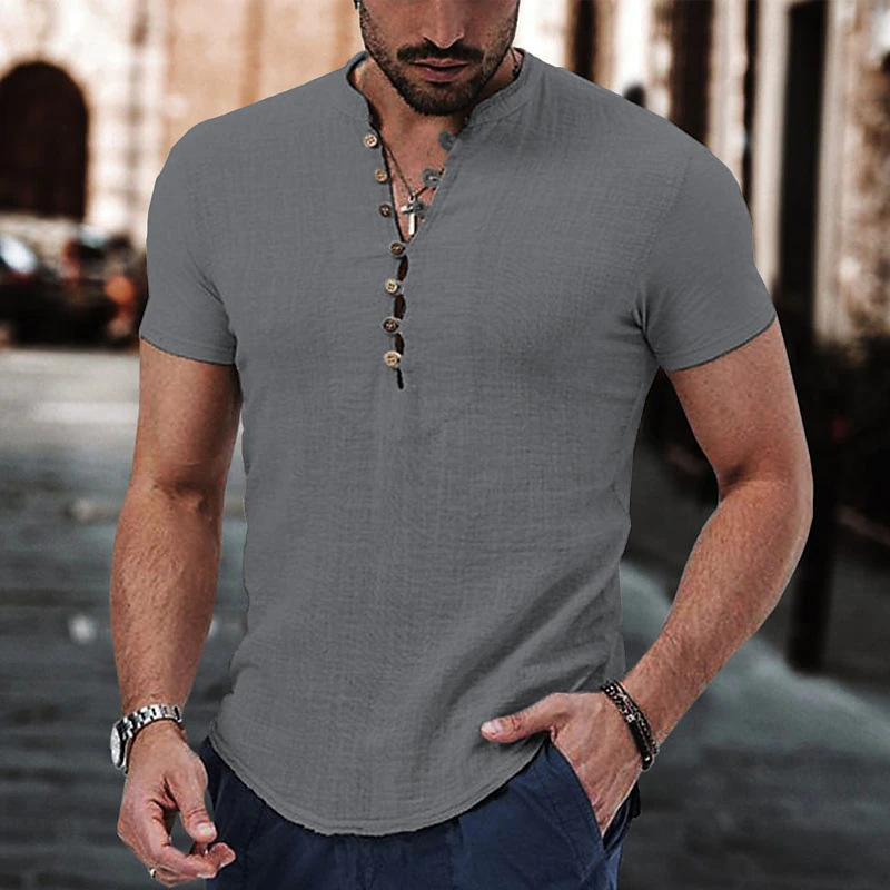 come4buy.com-Cotton Linen Shirt အမျိုးသား ပေါ့ပေါ့ပါးပါး အဝတ်အစားများ