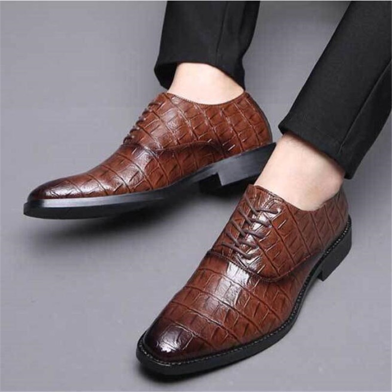 come4buy.com-Četvrtasti krokodilski uzorak muške svečane cipele