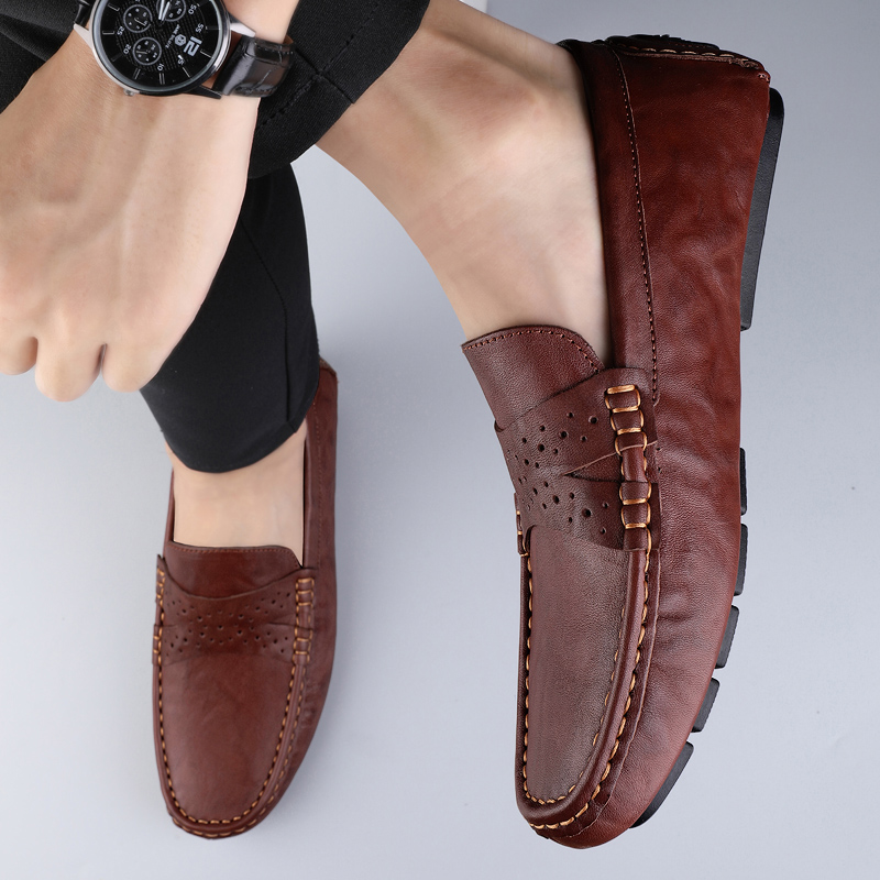 come4buy.com-Men Shoes Leather Comfy Loafers Soft Sole Shoes