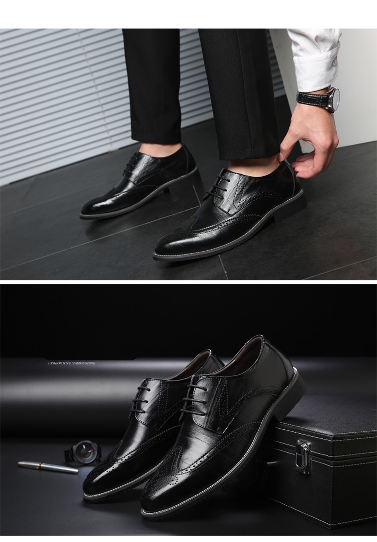 come4buy.com-Black Formal Shoes Men's Leather Brogue Shoes