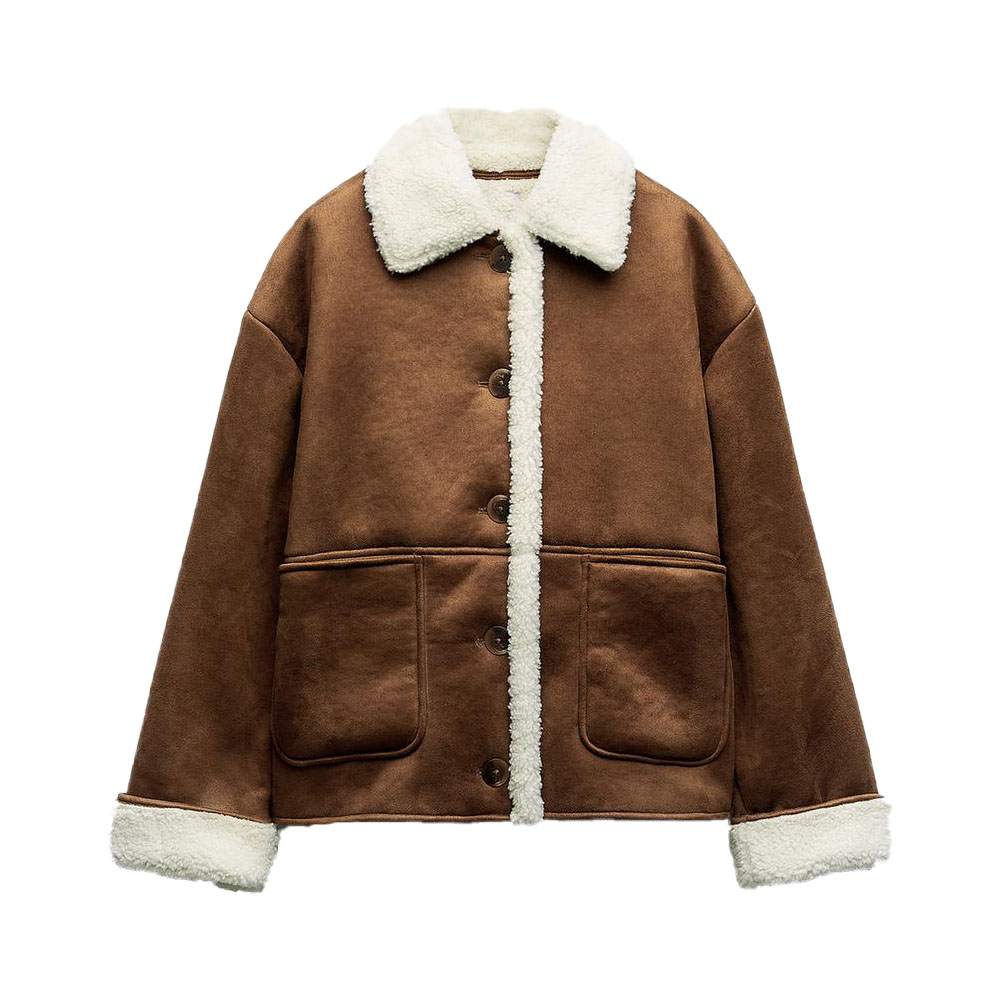 come4buy.com-Vintage dicker warmer Pelzmantel, braune Jacke für Damen