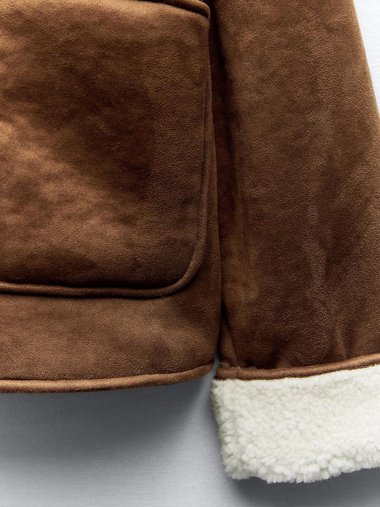 Come4buy.com-Винтажная толстая теплая шуба коричневая женская куртка
