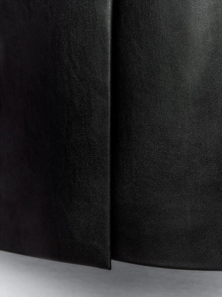 come4buy.com-Šatové bundy pro ženy Černý kabát z umělé kůže