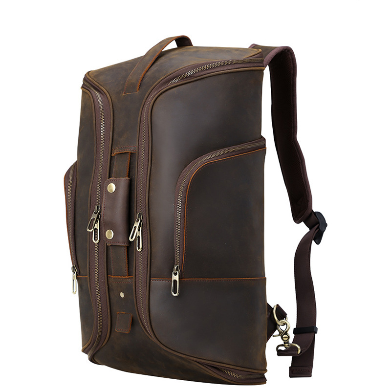 come4buy.com-Чанта за машки ранец за патување од кожа Crazy Horse