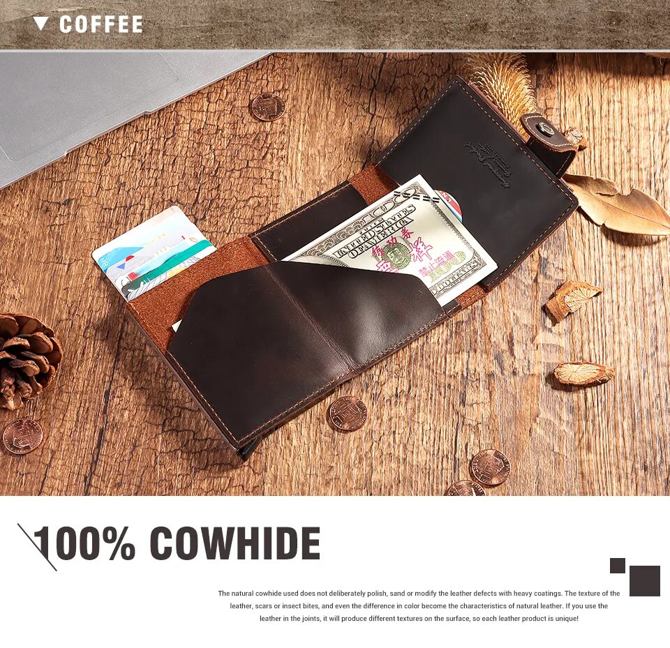 come4buy.com-Men Coin Purse RFID Business Pop Up Wallet Black