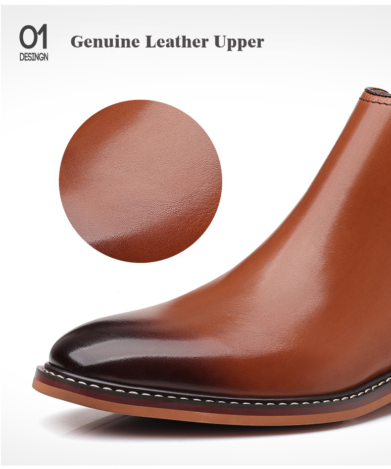 come4buy.com-Оригинални кожни кафеави машки чизми Челзи