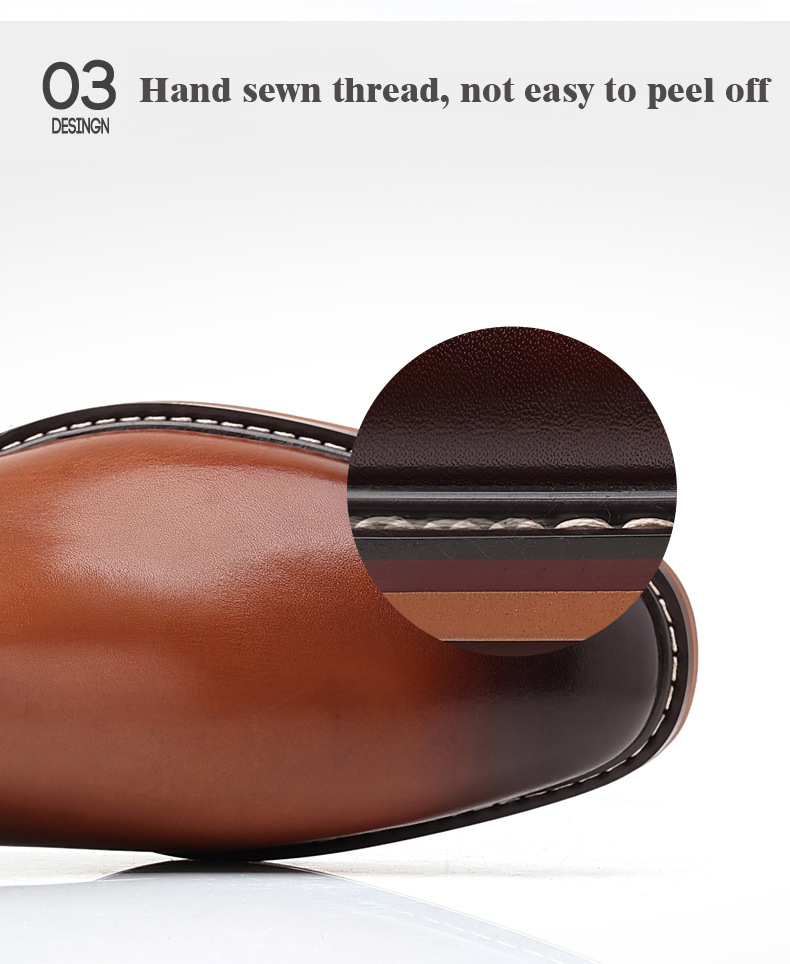 Come4buy.com-أحذية تشيلسي للرجال من الجلد الطبيعي باللون البني