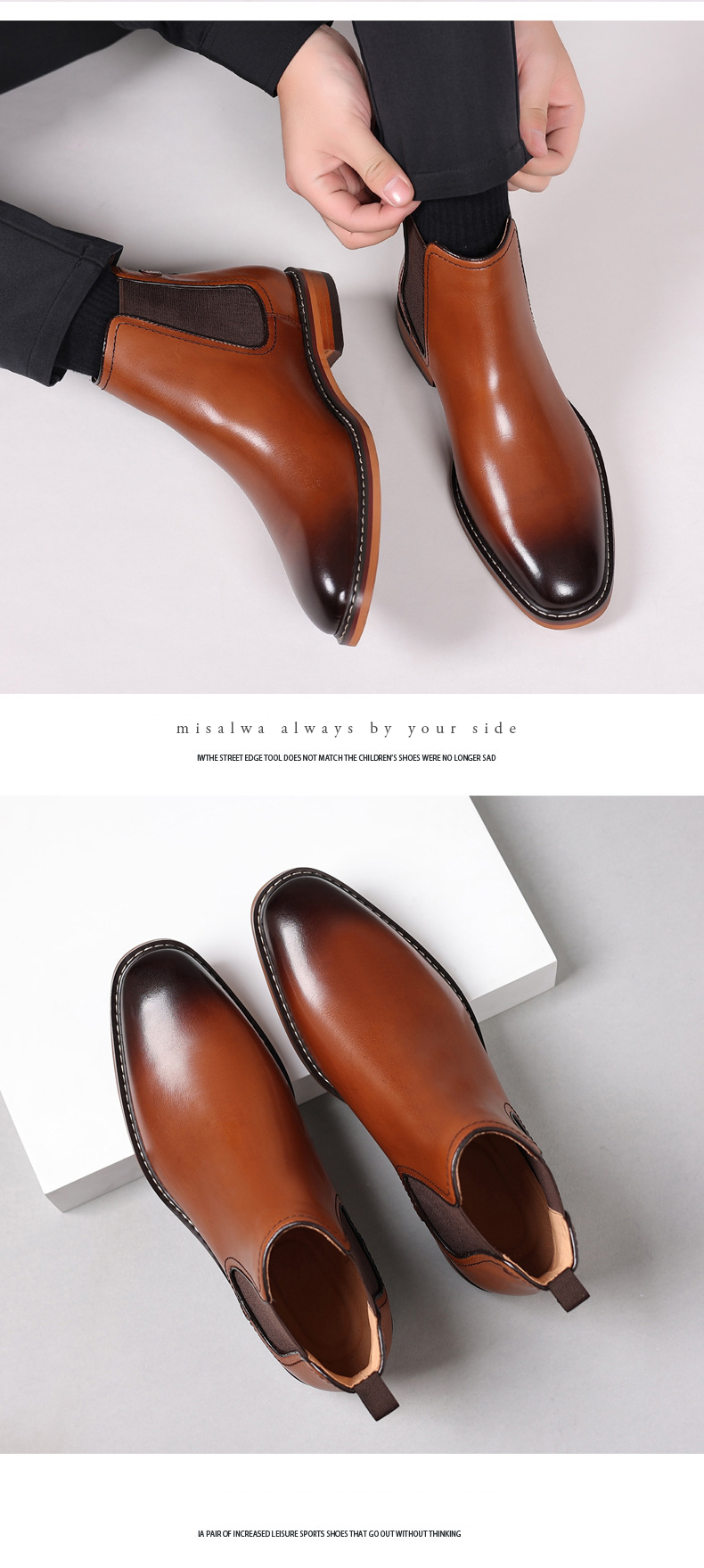 come4buy.com-Genuine Leather Brown Men Chelsea Boots