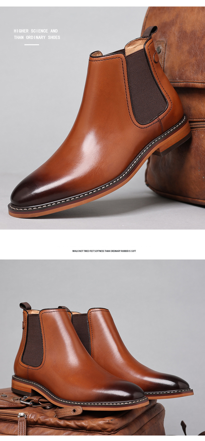 Come4buy.com-Коричневые мужские ботинки челси из натуральной кожи
