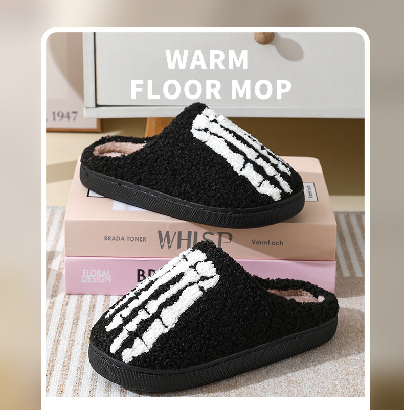come4buy.com-Sapatos domésticos antiderrapantes para piso interno de pelúcia quente