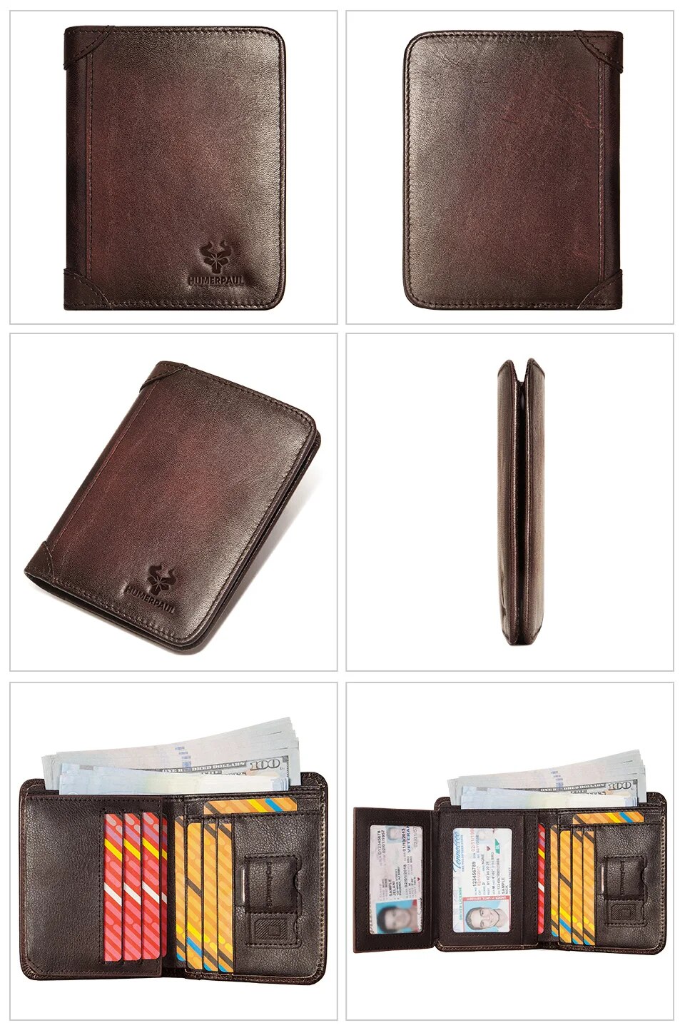 come4buy.com-Мъжки портфейл RFID Тънка многофункционална чанта за пари