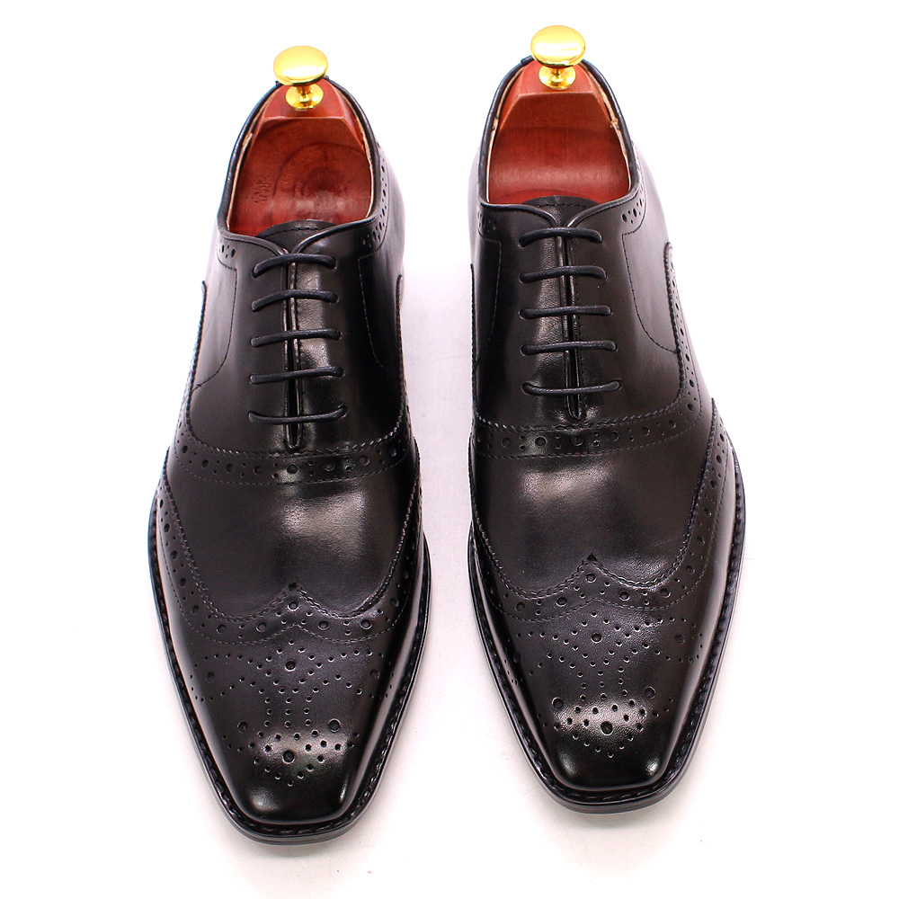 come4buy.com-Genuine Calfskin Leather Men Purple Wingtip Oxford Shoes