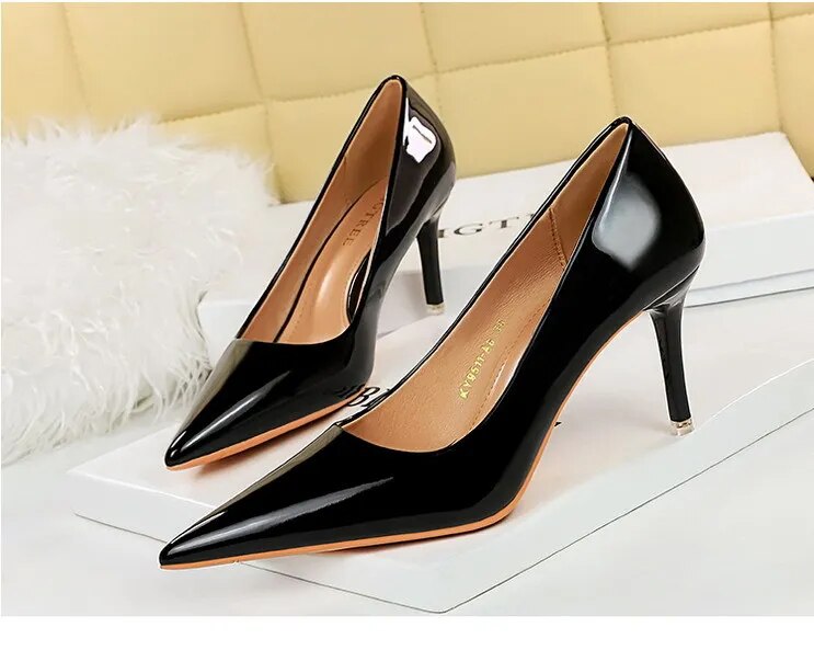 come4buy.com-Mulheres sapatos de salto agulha sapatos femininos de couro envernizado