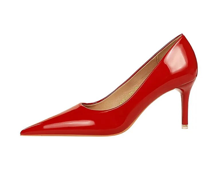 come4buy.com-Pympiau Merched Stiletto Heels Lady Shoes Patent Leather
