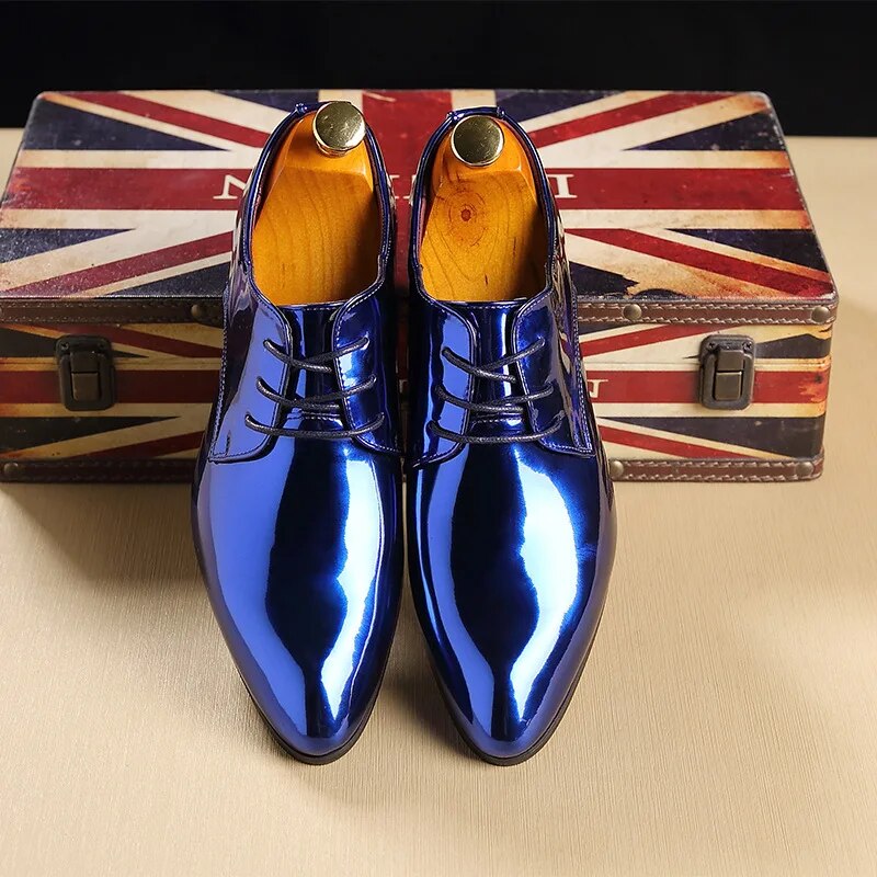 come4buy.com-Мъжки модни лъскави парти обувки от изкуствена кожа Oxfords Flat