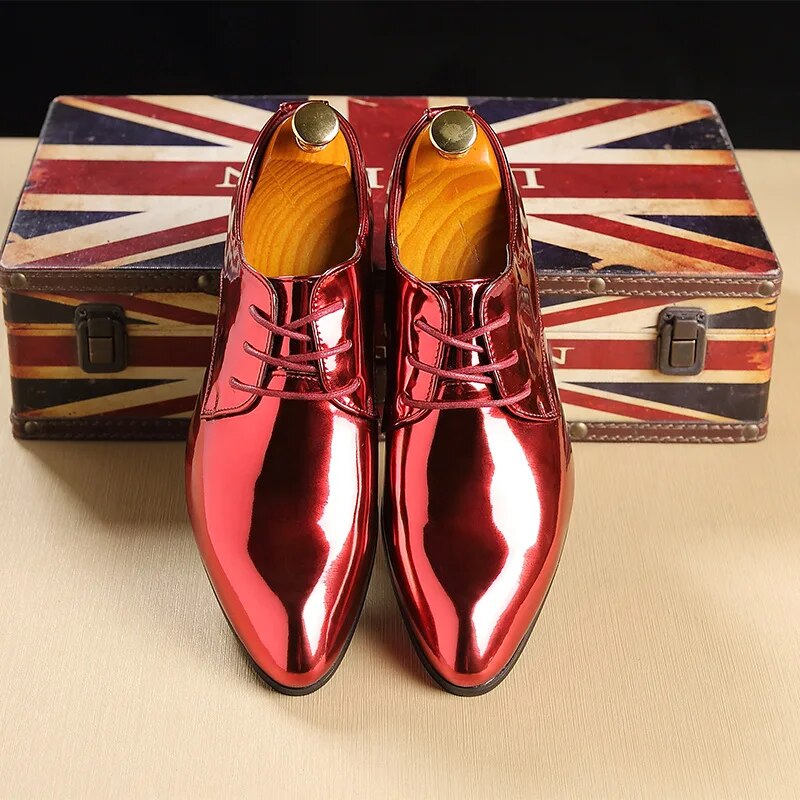 come4buy.com-Pánská móda Lesklé společenské boty z umělé kůže Oxfords Flats