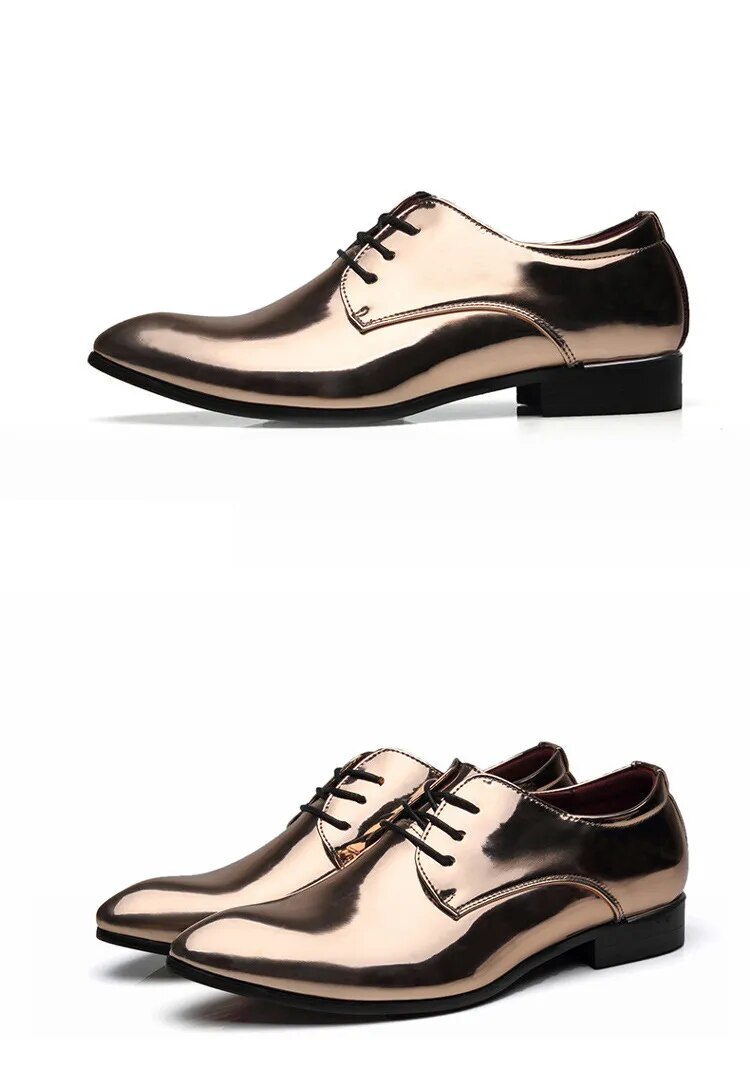 come4buy.com - Vyriški mados blizgios dirbtinės odos batai vakarėliui Oxfords Flats