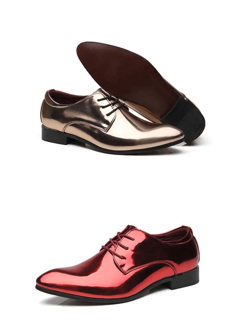 come4buy.com-Men's Fashion Shoes Shiny Faux Leather Party Shoes Oxfords Flats
