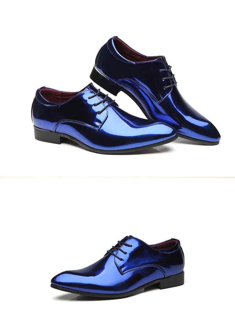 come4buy.com-Տղամարդկանց նորաձեւության փայլուն արհեստական ​​կաշվե երեկույթի կոշիկներ Oxfords Flats