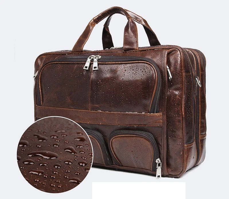 Come4buy.com- حقيبة سفر جلدية بحجم 17 بوصة حقيبة كمبيوتر محمول لرجال الأعمال