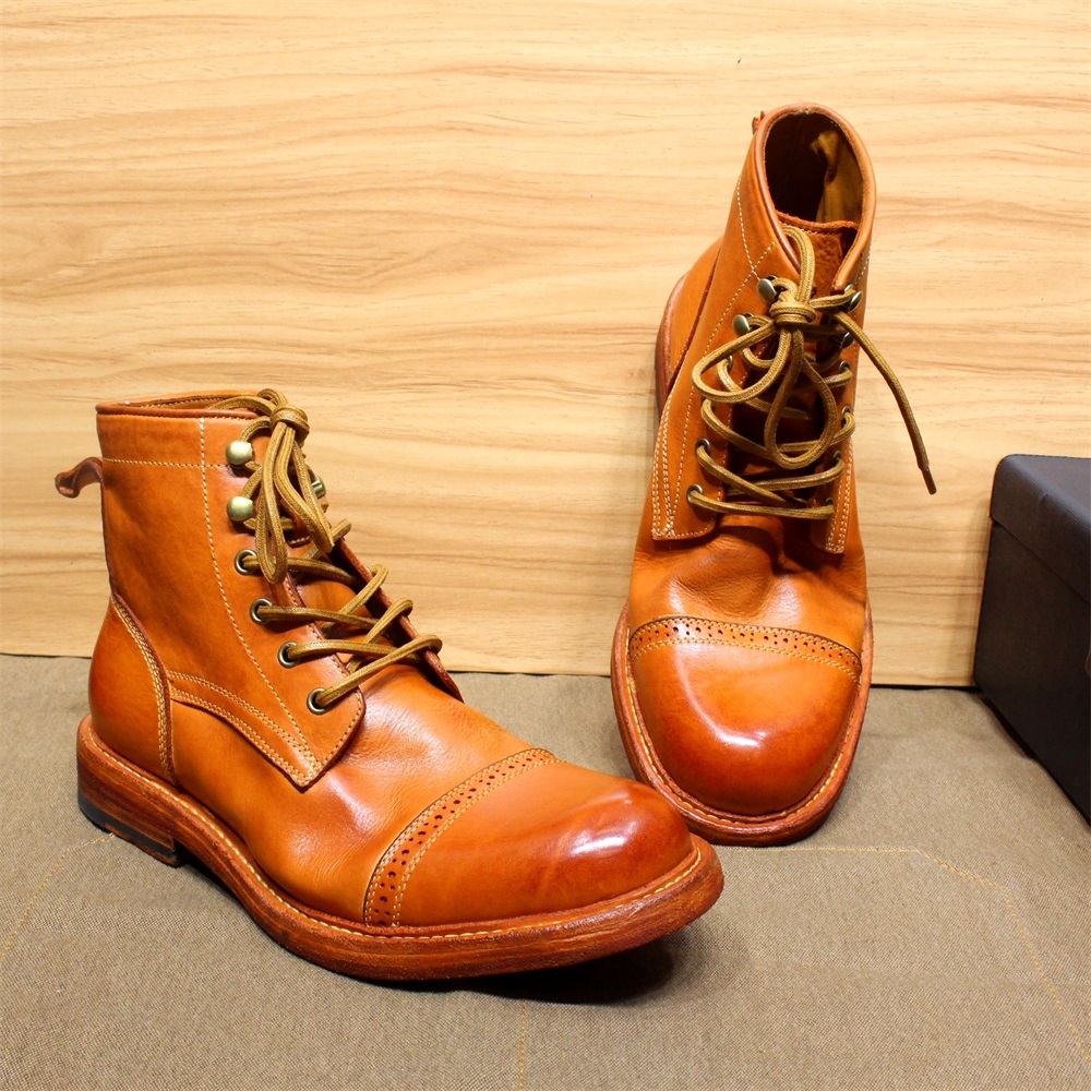 come4buy.com-Botas de inverno para calçados externos de couro de bezerro macio preto marrom