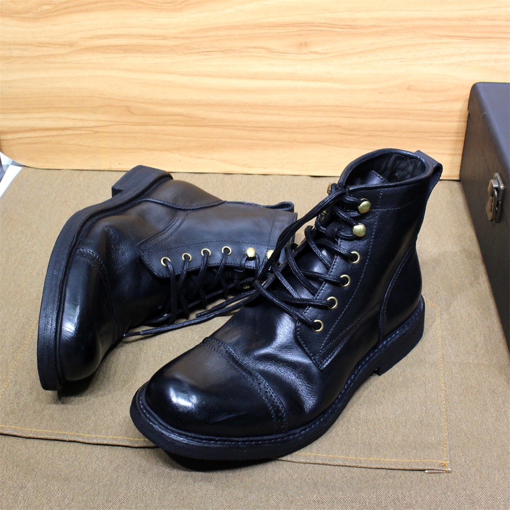 come4buy.com-Սև շագանակագույն փափուկ հորթի կաշվից բացօթյա կոշիկներ Ձմեռային կոշիկներ