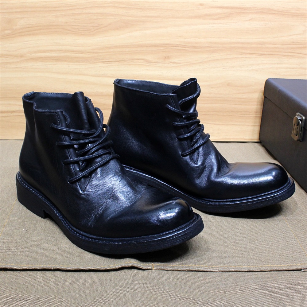 come4buy.com-Mens Ankle Boots Soft Calf Real Leather Winter Boots