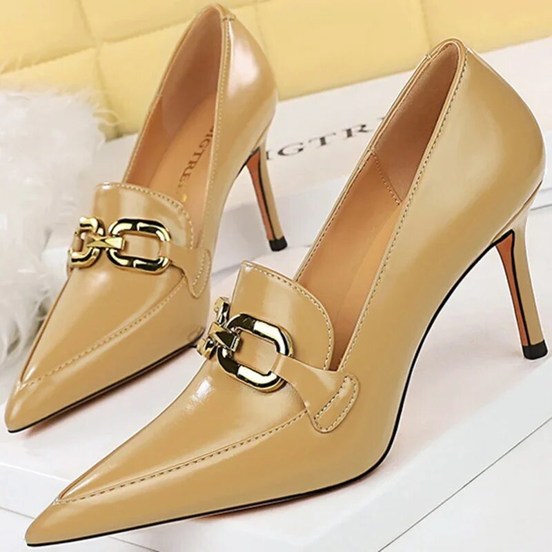 come4buy.com-Zapatos de tacón clásicos para mujer, moda, fiesta, evento, 8cm