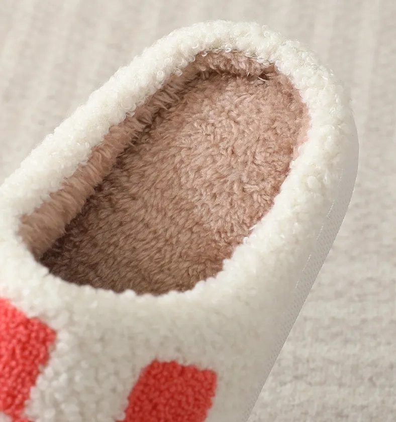 come4buy.com-Check Pattern Indoor Warm Plush Slippers